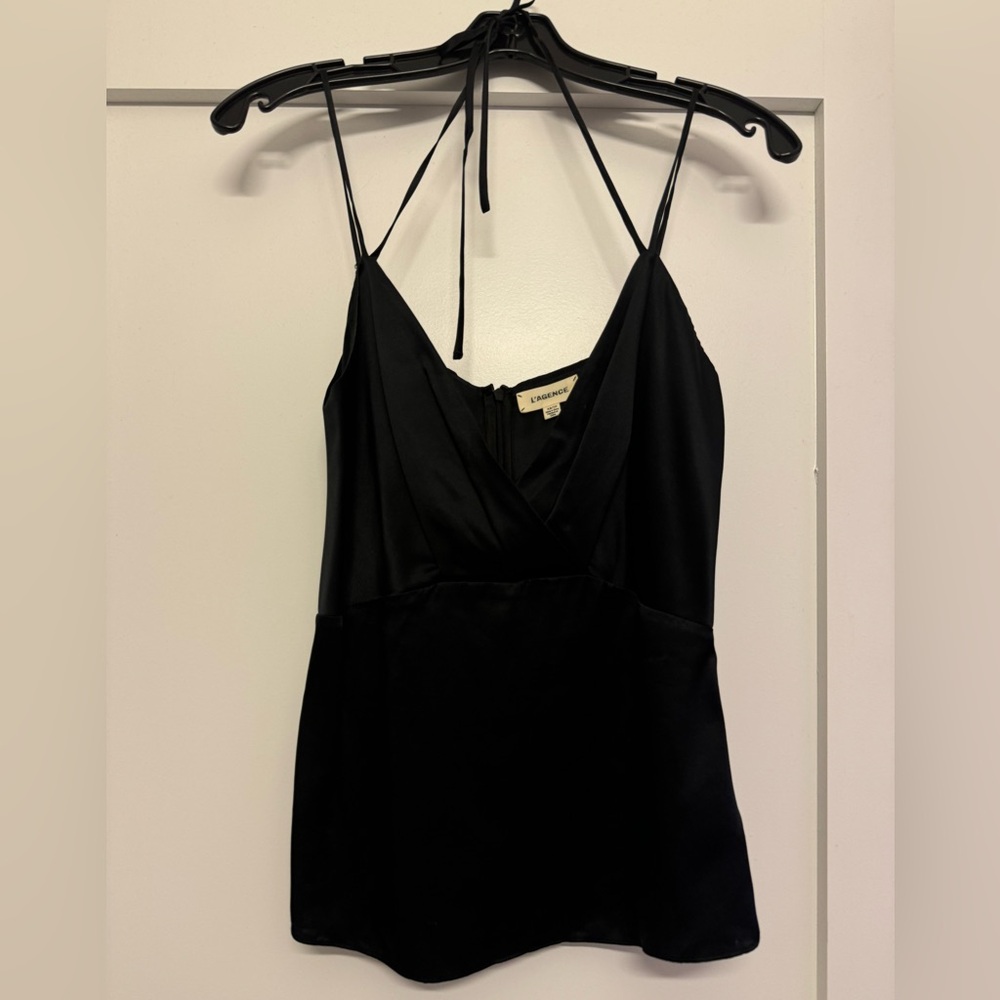 L’Agence Silk Black V-Neck Camisole